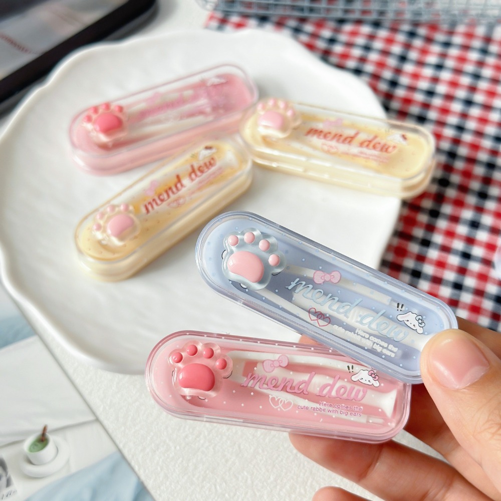 Travel Accessories Kit For Women - フロストベアパウコンタクトレンズケースキット ポータブルトラベルアプリケーター ピンセット付き 吸着スティック キュートなアイレンズアクセサリーセット