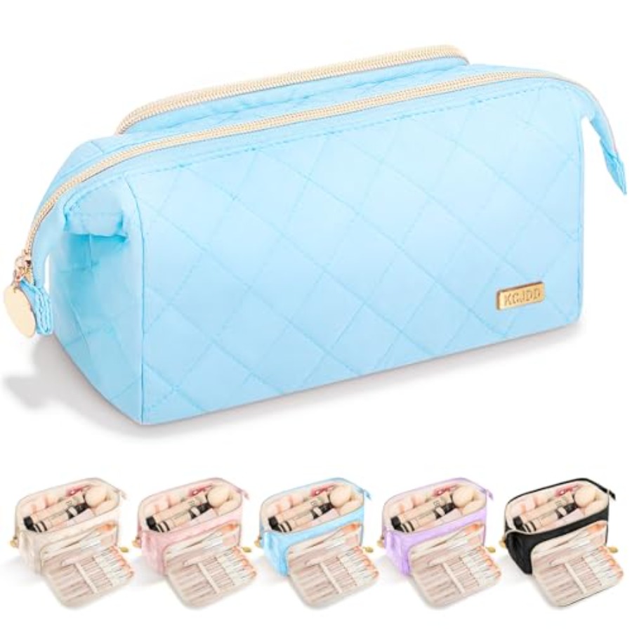Travel Accessories Gift Basket - イースターバスケットギフト ソフトキルティングメイクアップバッグ、広口コスメポーチ、トラベルトイレタリーアクセサリーバッグ、トレンディメイクアップパース