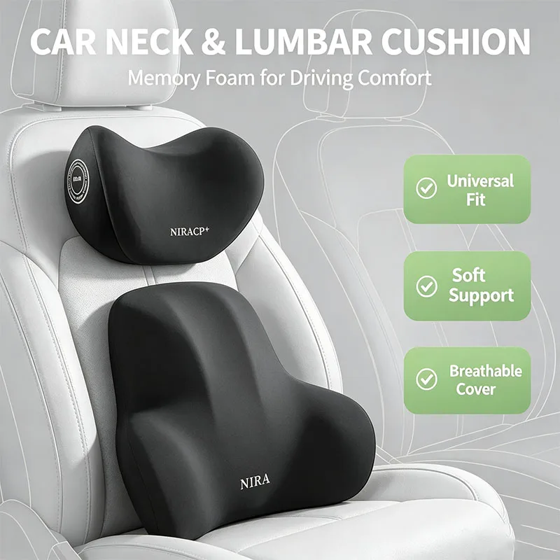 Neck Pillow Memory Foam - メモリーフォーム 車用ネッククッション ネックレストプロテクター 頸椎腰椎サポート ネックヘッドレスト バックパッド