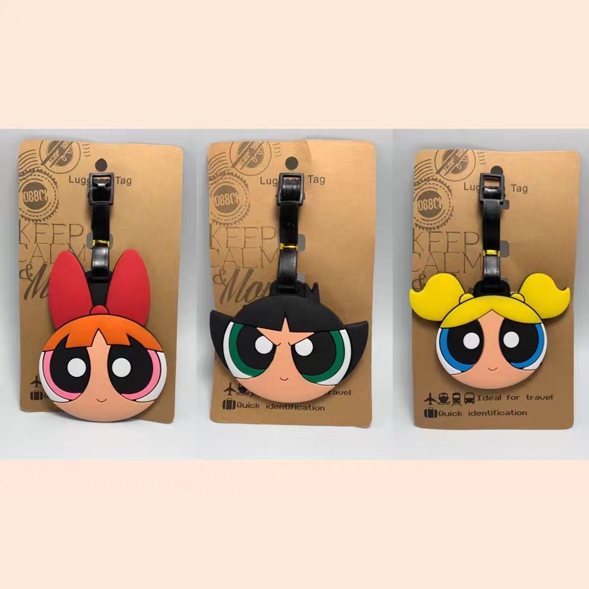 Travel Accessories Gifts - アニメパワーパフガールズバッグペンダントかわいい漫画風荷物タグキュートな荷物ペンダントDIYチェックイン紛失防止トラベルホリデーギフト