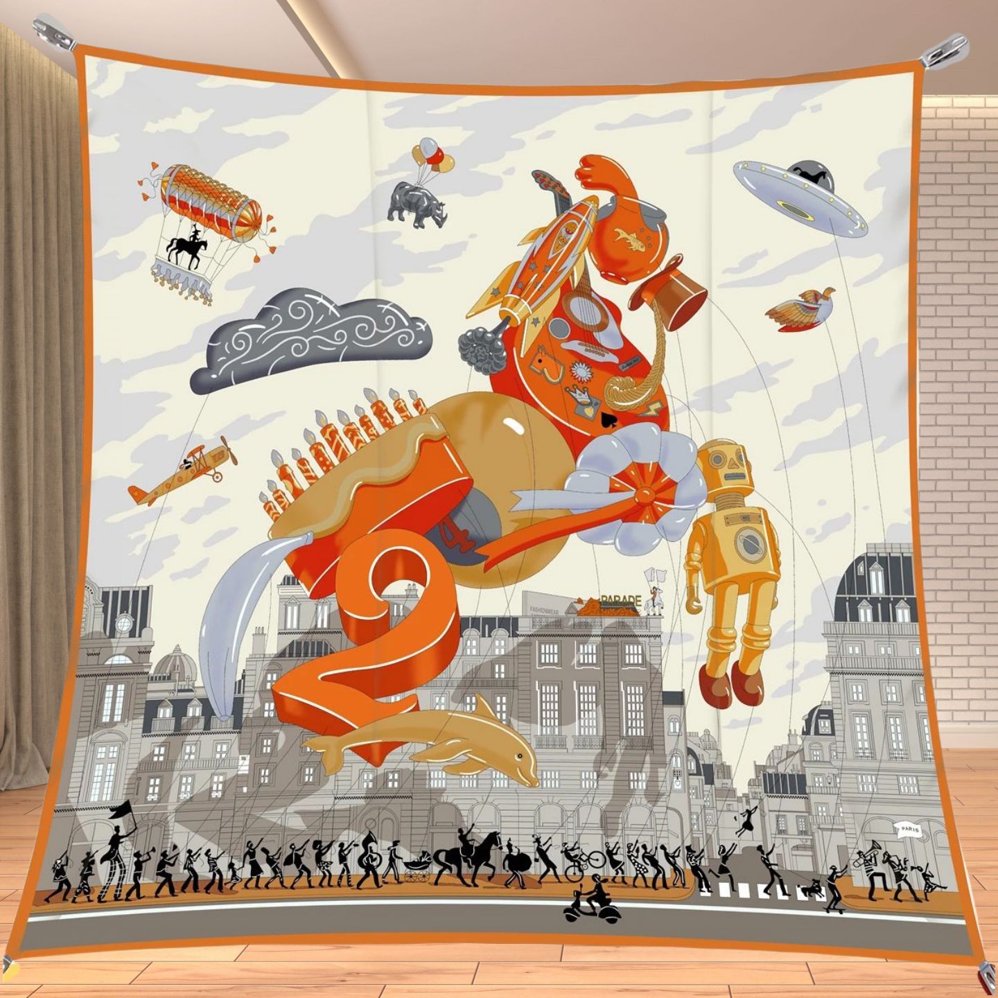 Travel Accessories Gifts - 90cmツイルシルク風スクエアスカーフ、馬柄トラベルファンタジープリント、高級多用途ショール＆ネックスカーフ、女性用ストリートウェアアクセサリー