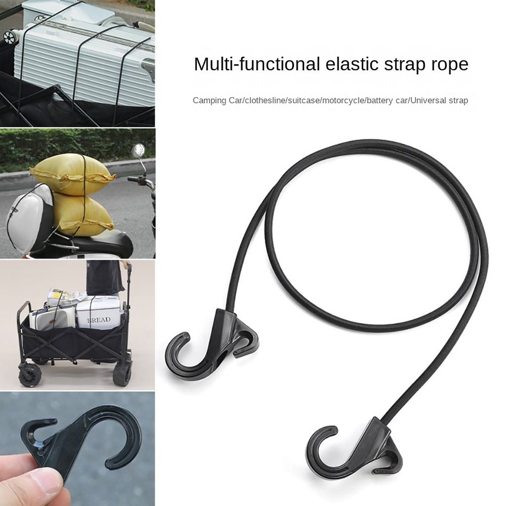 Travel Accessories Bike - フック付きブラックラゲッジトロストラップ、バンジーコード、耐久性のあるストラップ、カートとバイク用、1m