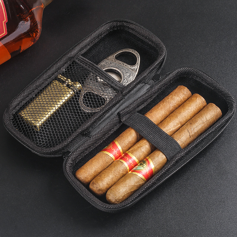Travel Accessories Gadget - 1個入り ポータブルシガー旅行ケース EVA 軽量シガーホルダーバッグ ジッパー付きキャリングケース シガーアクセサリー用