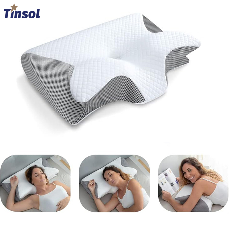 Neck Pillow Memory Foam - TINSOL メモリーフォームネックサポートピローは、横向き、仰向け、うつ伏せ寝に適した人間工学に基づいたネックピローです。