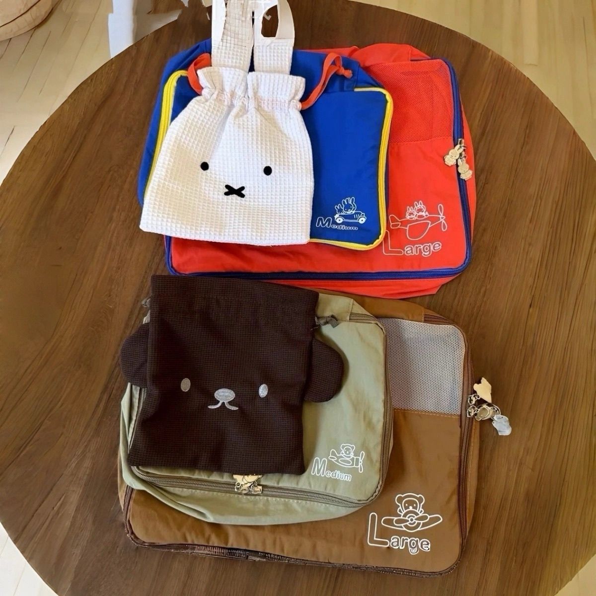 Travel Accessories For Japan Trip - ミッフィー旅行出張収納バッグ 3 点セットポータブル下着再包装ダッフルバッグ素敵な漫画大容量
