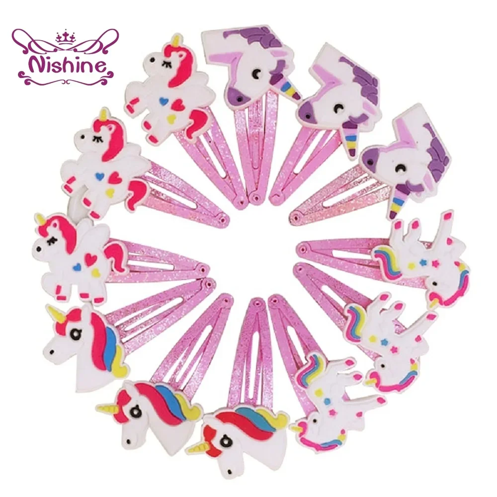 Travel Accessories For 4 Year Old - 西根 10 ピース/ロットユニコーンヘアクリップ漫画動物ヘアピンかわいい子供帽子女の赤ちゃんヘアアクセサリー写真の小道具ギフト