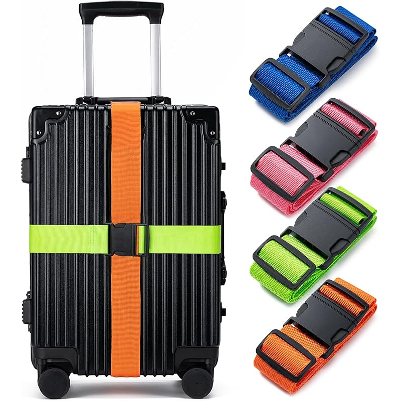 Travel Accessories Gear - 4個入りラゲージストラップセット、荷物固定ストラップ、ラゲージストラップ、旅行バッグの固定と識別に便利で使用可能