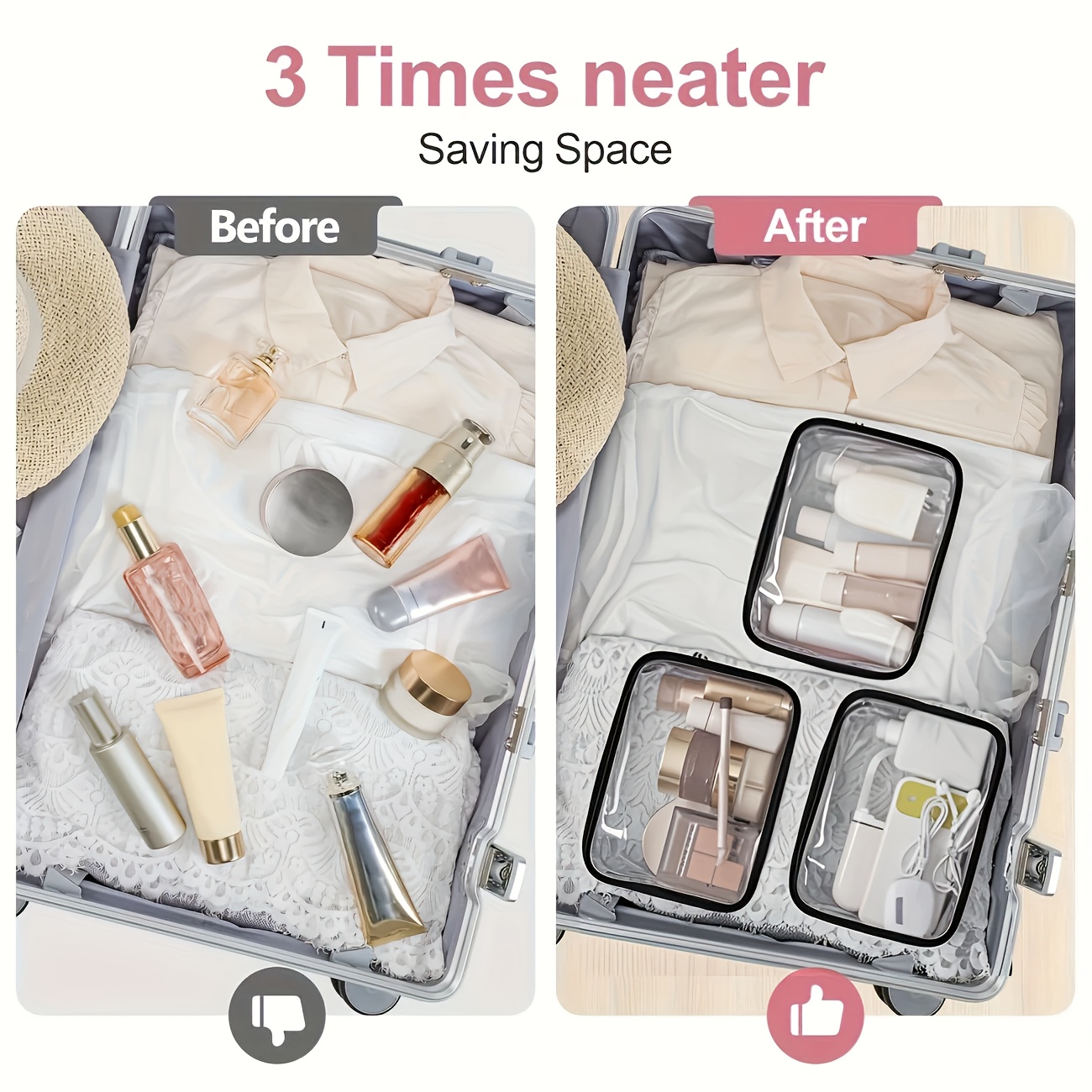 1pc クリアメイクアップバッグ透明トラベルトイレタリーポー - Toiletry Bag Tsa のレビューと価格