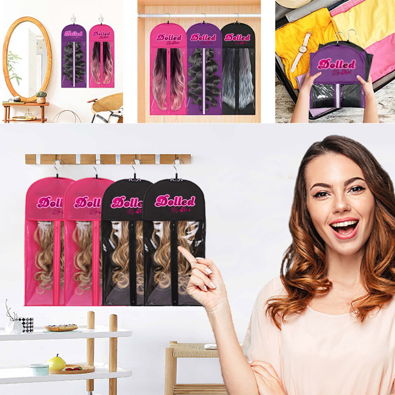 完璧なエクステンション収納バッグ、ヘアウィッグ収納バッグ、旅 - Travel Accessories Logo のレビューと価格