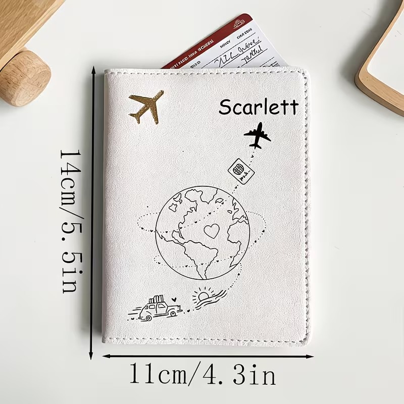 飛行機と地球のデザインが入ったカスタムネームテキスト付きパス - Travel Accessories Plane のレビューと価格