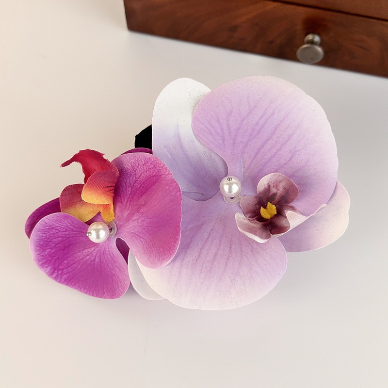 女性用バタフライオーキッドヘアクロー,ボヘミアンクリップ,花 - Travel Accessories Gear のレビューと価格