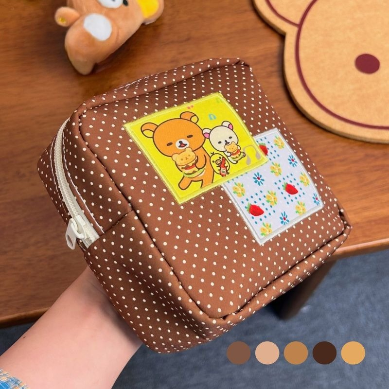 かわいいリラックマブラウンポルカドット化粧品バッグかわいいク - Travel Accessories And Bags のレビューと価格