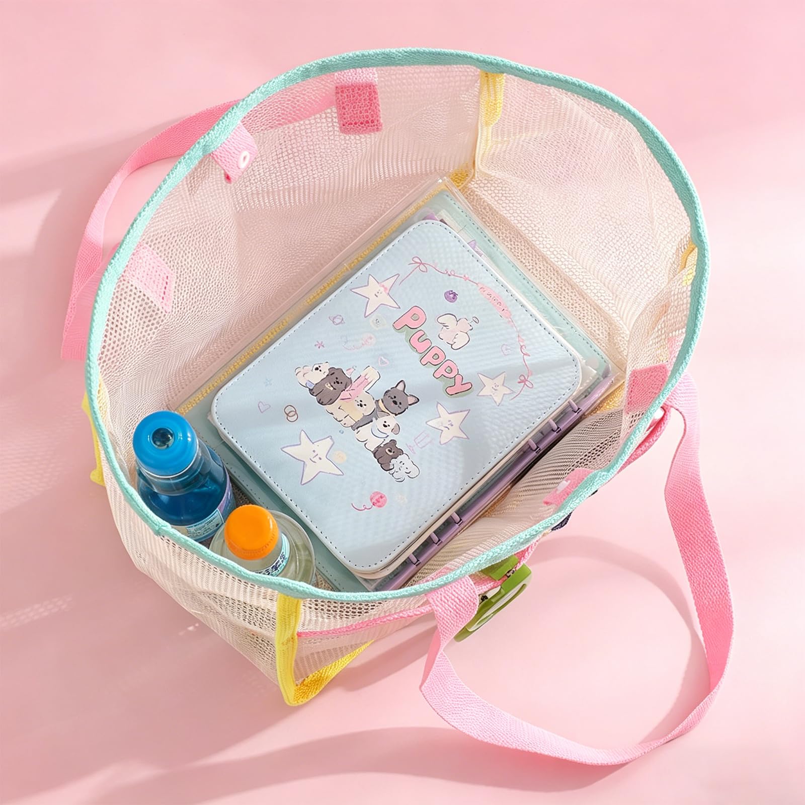 女性用ビーチバッグ カラフルな折りたたみ式ネットサンドトート - Travel Accessories Gifts のレビューと価格