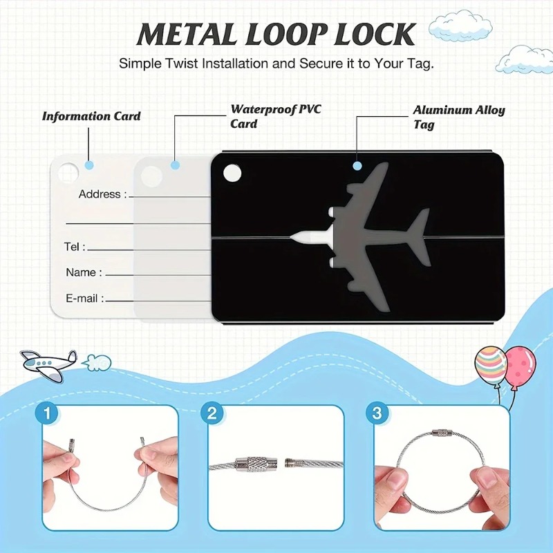 アルミ合金製トラベルラゲッジタグ、吊り下げ式スーツケースタグ - Travel Accessories Plane のレビューと価格