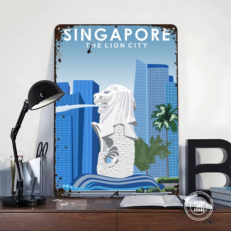 シンガポール旅行用ブリキポスター カスタマイズされたウォール - Travel Accessories Singapore のレビューと価格