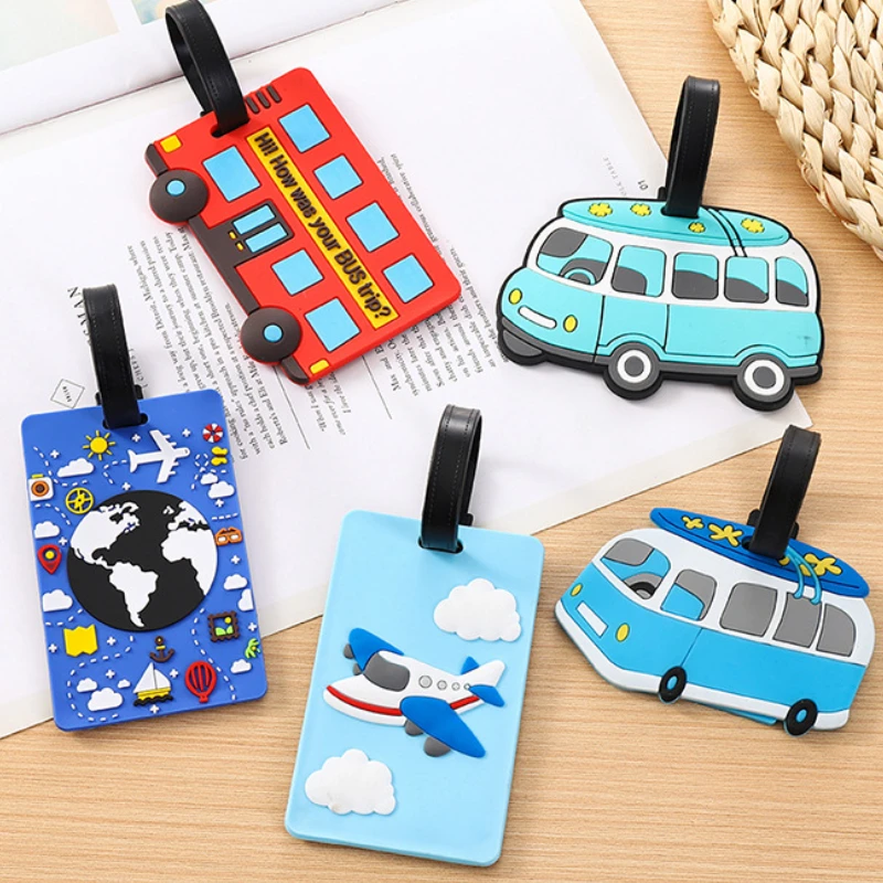 かわいい漫画の車 PVC シリコーン荷物タグ旅行荷物名札スー - Travel Accessories Logo のレビューと価格