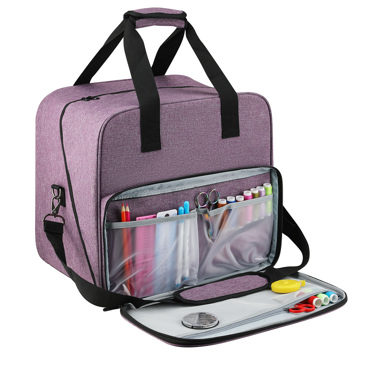 大型ミシンバッググレーカラー収納袋トート多機能ポータブル旅行 - Travel Accessories Bag For Women のレビューと価格