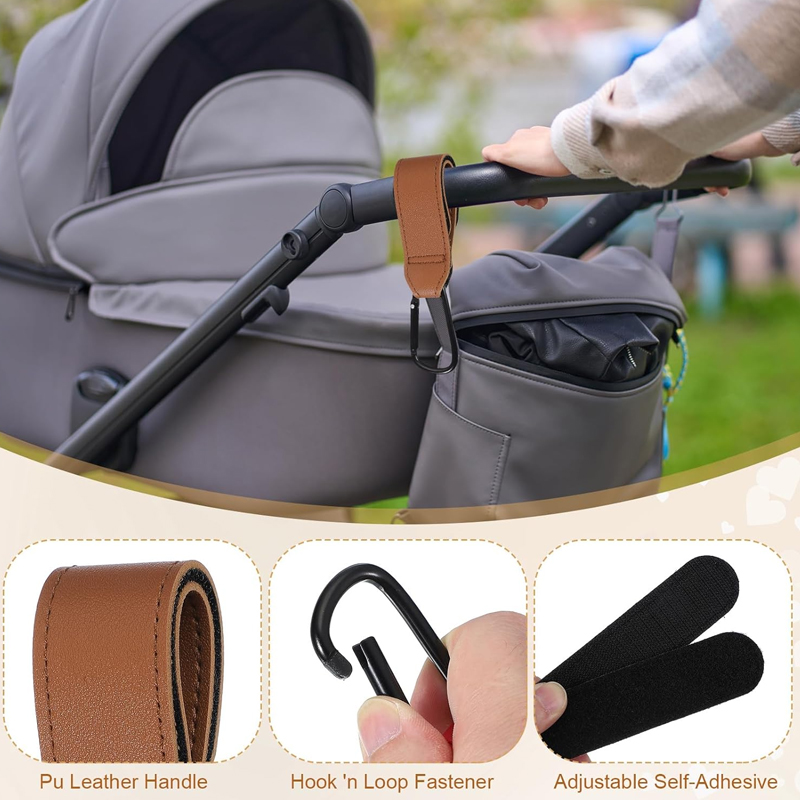 2 個革カートフックベビーカーフック PU 調節可能なベビー - Travel Accessories For 4 Year Old のレビューと価格