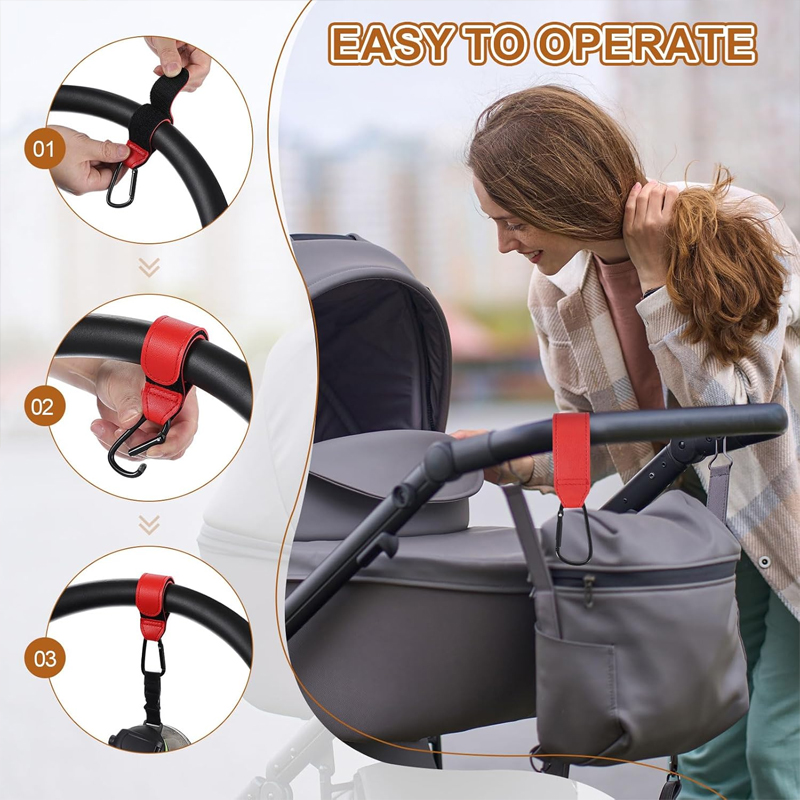 2 個革カートフックベビーカーフック PU 調節可能なベビー - Travel Accessories For 4 Year Old のレビューと価格