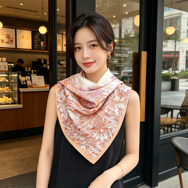 ソフトシルクスカーフ女性スクエアバンダナ 90 ショールバッ - Travel Accessories Gifts のレビューと価格