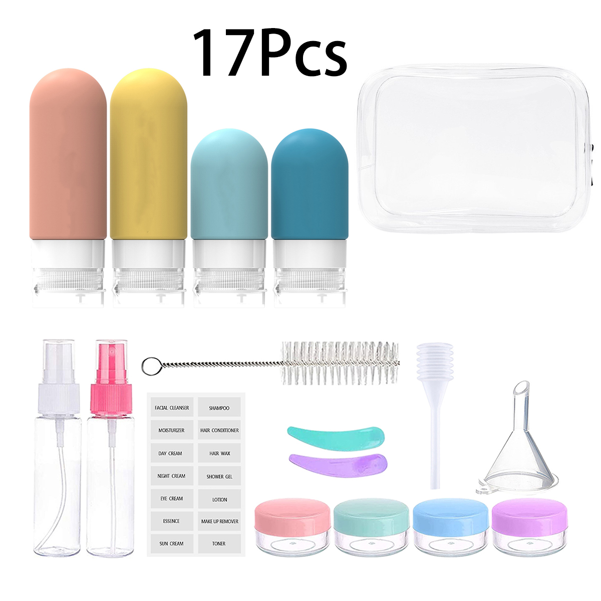 シリコン製漏れ防止トラベルボトルセット 16 個パック -  - Toiletry Bag Tsa のレビューと価格
