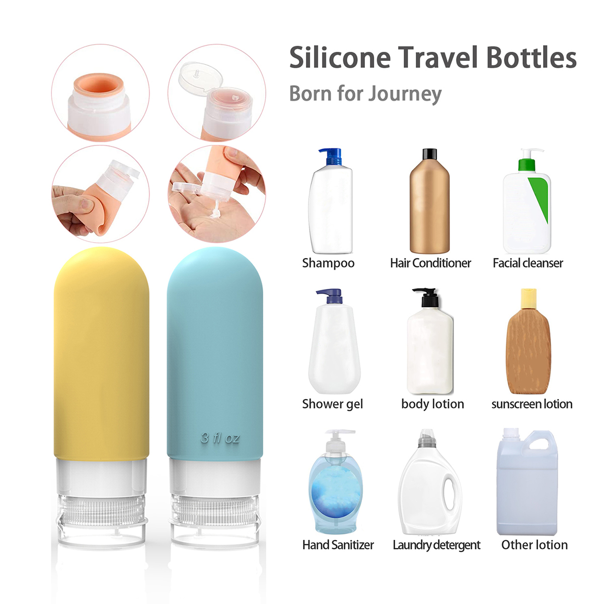 シリコン製漏れ防止トラベルボトルセット 16 個パック -  - Toiletry Bag Tsa のレビューと価格