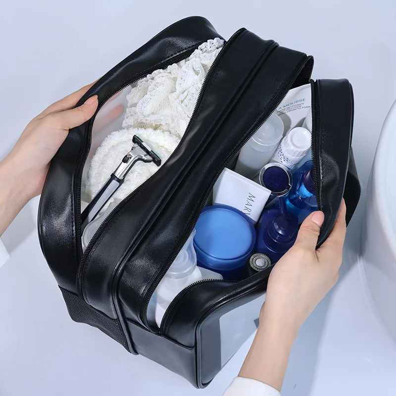 乾湿分離ダブル透明 PU 化粧バッグポータブル洗濯バッグ化粧 - Toiletry Bag Tsa のレビューと価格