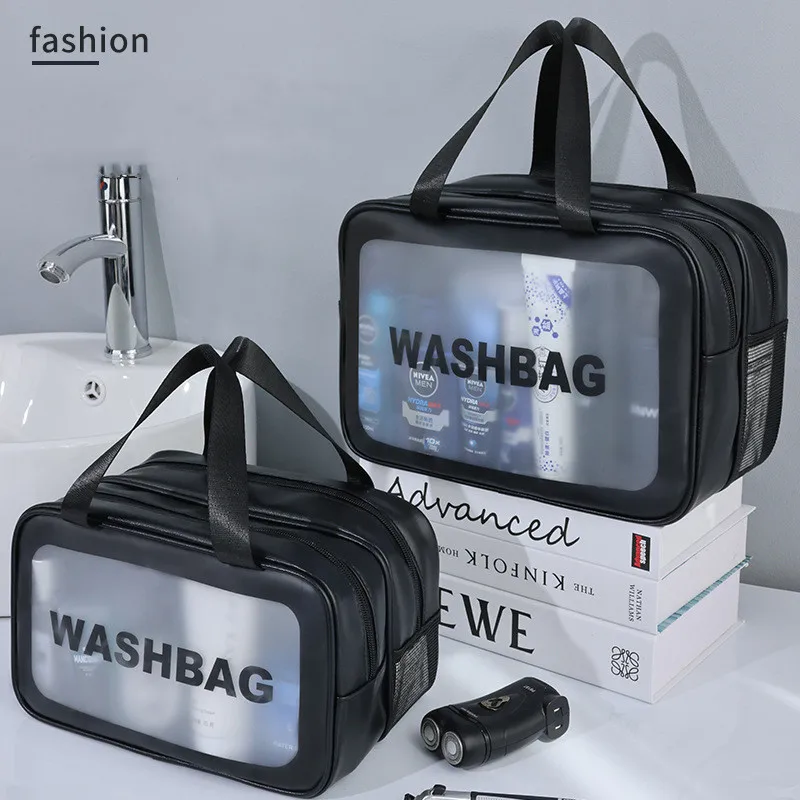 乾湿分離ダブル透明 PU 化粧バッグポータブル洗濯バッグ化粧 - Toiletry Bag Tsa のレビューと価格